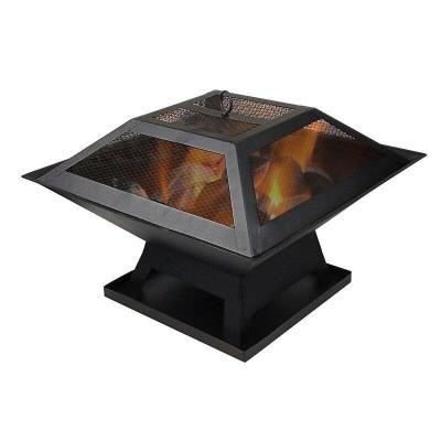 China Square Stocked Charcoal and Wood Fire Pit BBQ Grill Heater Brazier for Outdoor Patio Garden for sale