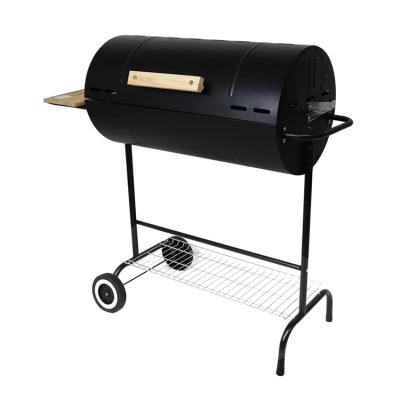 China Durable Adjustable Height Germany Barrel Barbecue Smoker Oil Can Charcoal Grill With Wood Table for sale