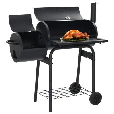 China Outdoor Adjustable Height Trolley BBQ Smoker Charcoal BBQ Grill Offset Smoker for sale