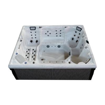 China 8-Person 600-Gallon Capacity Rectangular Acrylic Hot Tub with 73 Jets and 16 Air Jets for sale