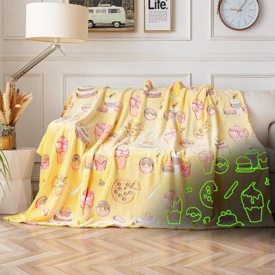 China PORTABLE glow in the dark thick kids baby blanket flannel kids blanket glow in the dark luminous blanket for sale