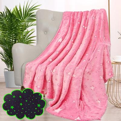 China PORTABLE Custom Made High Quality Fluorescent Flannel Fleece Magic Spray Blankets Glow In The Dark for sale