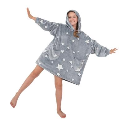 China Anti Dust Mite Kids Boys Girls Glow In Super Soft Dressing Gown Gray Star Hoodies Oversized Hoodie Covering Dark for sale