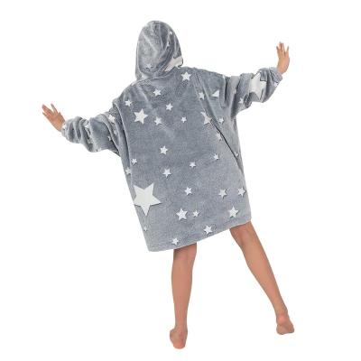 China Wholesale Custom Dust Mite Hooded Blanket Luminous Wearable Covering Hoodie Anti Dust For Kids Hooodie Blanket for sale