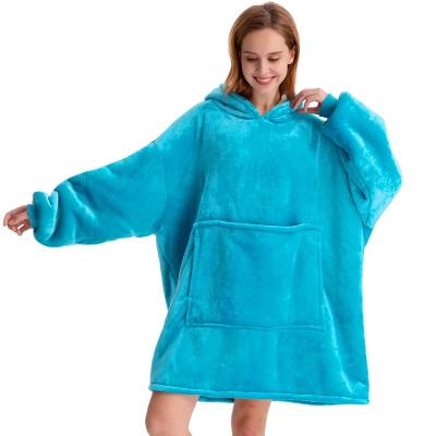 China Anti Dust Mites Customized Sherpa Sweatshirt Hoodie High Quality Wearable Warm Hooded Covering Blanket for sale