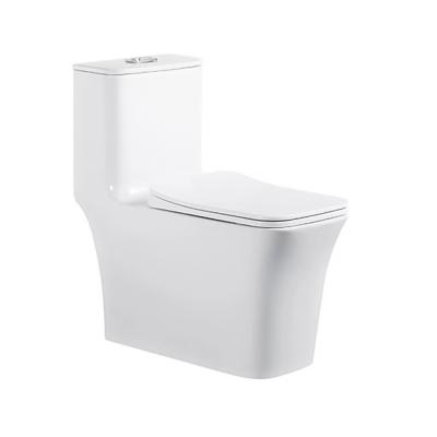 China Chaozhou Factory Modern Simple Double-flush Sanitary Ware Bathroom Square One Piece Toilet for sale