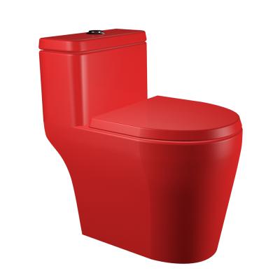 China Chaozhou Sanitary Design Home Single-piece Double-flush Bathroom Ware Red Toilet for sale