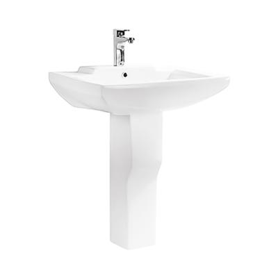 China Hotel Traditional One Piece Pedestal Bathroom Dining Basin Stand Ceramic Wash Hand Basin for sale