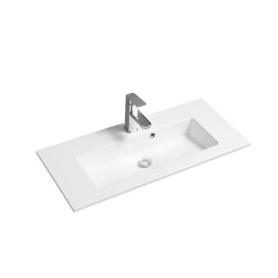 China 2021 Modern Sanitary Ware Hand Wash Different Size Bathroom Ceramic Rectangular Slim Edge Cabinet Basin for sale