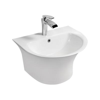 China Bathroom Newly Modern One Piece Ceramic Sanitary Ware White Wash Wall Hung Basin for sale