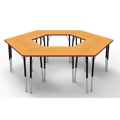 China Adjustable height can be spliced ​​hexagon tables collaborative desk and chairs for school are at home in classrooms dining rooms commons for sale