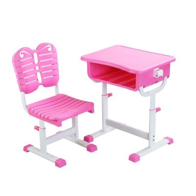 China Eco-Friendly Customizable Height Elementary School Kids Adjustable Steel Plastic Student Desk Chair for sale