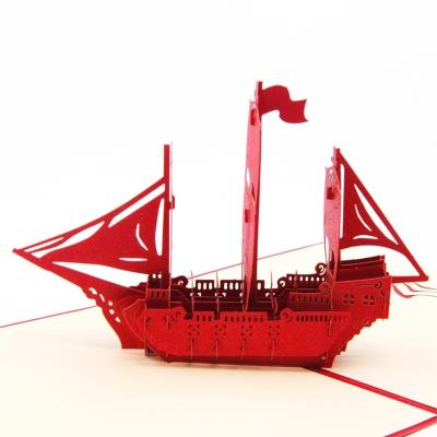 China China 3D Pop Sailboat Greeting Card Red Cards For Holiday for sale