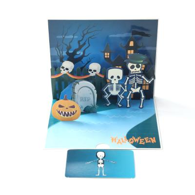 China Custom Europe Laser Cutting Handmade Pop Up 3d Halloween Greeting Card for sale