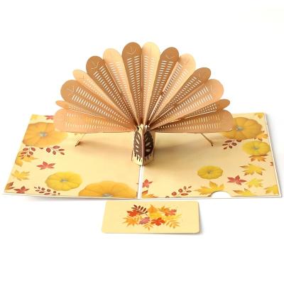 China 3d europe hop turkey greeting card for thanksgiving day for sale