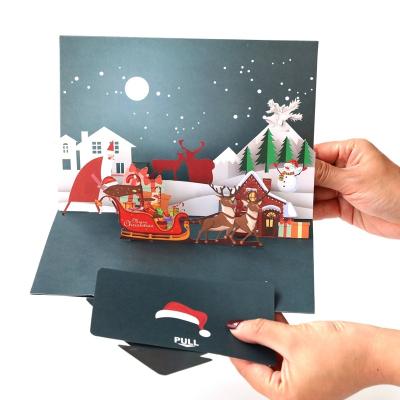 China Europe Wholesale 3D Paper Christmas Snow Scene Blank Greeting Cards With Envelopes for sale