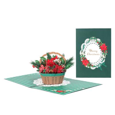 China Europe 2022 Luxury 3d Pop Up Merry Christmas Greeting Cards With Envelopes for sale