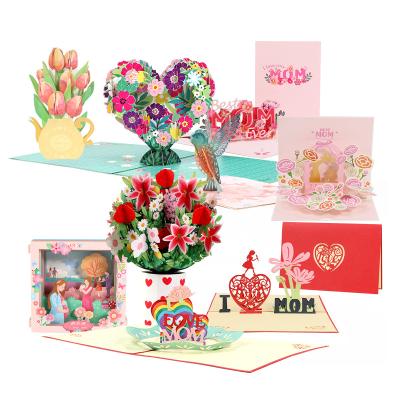 China Europe Mothers Day Happy Birthday Valentines Teachers Day Holiday Paper 3d Pop Up Luxury Greeting Card Set DIY Handmade Designs for sale