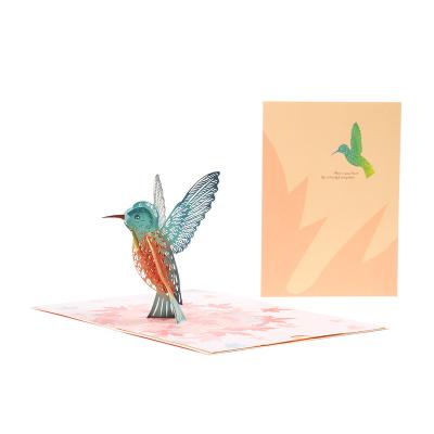 China Vietnam Humming Bird 3d Card Animal Sound Up Cards Laser Cut Handmade Greeting Card for sale