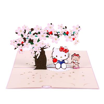 China Japan 3d Cardboard Greeting Card Pop Kitty Cards for sale