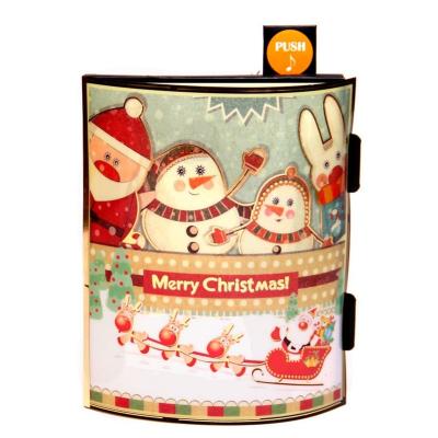 China Europe Factory Customize Santa Claus Greeting Music 3D Pop Up Christmas Card for sale