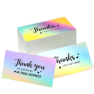 China Europe Glitter Rainbow Holographic Foil Thank You Cards , Custom Thank You Card For Small Business for sale