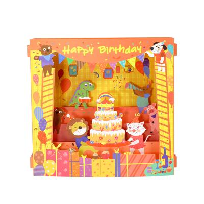 China China Shadow Box Shape Paper 3d Greeting Cards Happy Birthday Pop Cards for sale