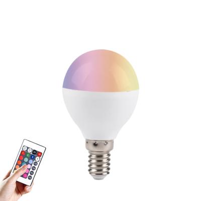 China Remote Control RF 4.5W G45 E27 250 Lumen RGBW Color Changing RF Globe Light LED Remote Control Lamps Bulbs for sale