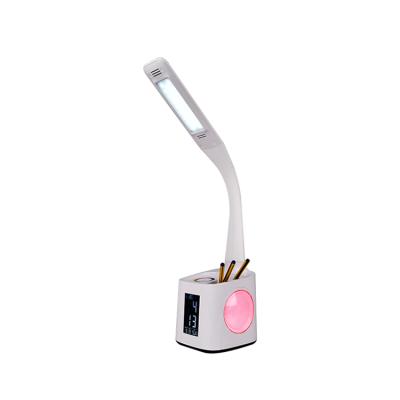 China LCD Table Lamp With Clock , Calendar Pen Holder Desk Lamp With RGB Night Light for sale