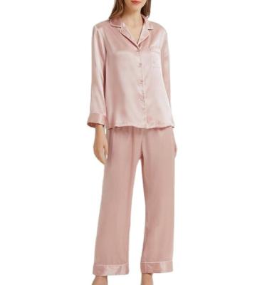 China QUICK DRY Women's Satin Silk Pajama Sets Long Sleeve Pajama Sleepwear Homewear Night Wear Robe Pajamas for sale