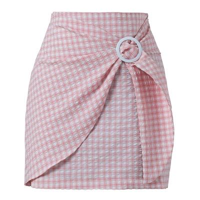 China High Waisted Anti-Static Pleated Bodycon Sexy Office Set Mini Women Skirt Suits Pink for sale