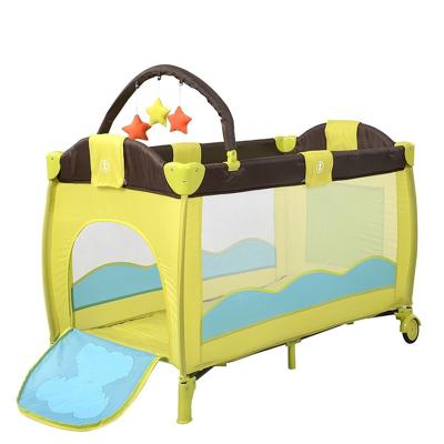 China Modern Square Baby Playpen Folding Crib Universal Baby Travel Baby Crib Hutch with Mosquito Net for sale