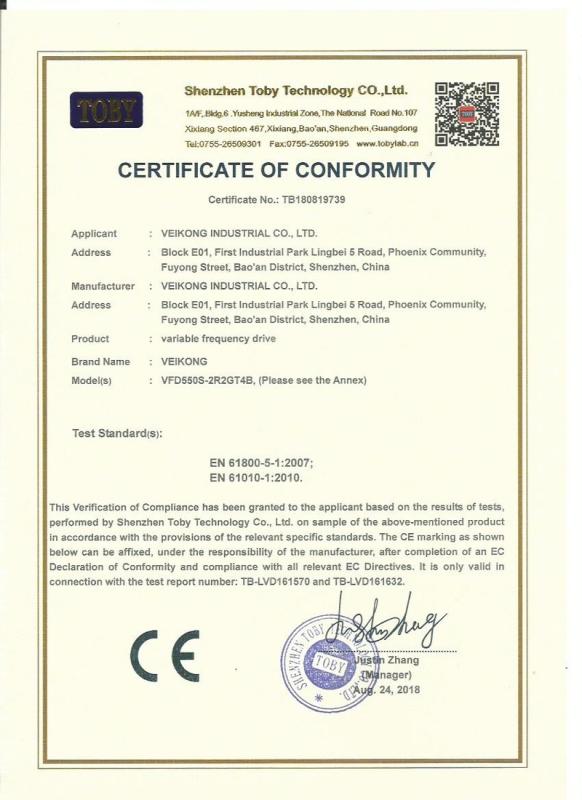 CE - Shenzhen Veikong Electric Co., Ltd.