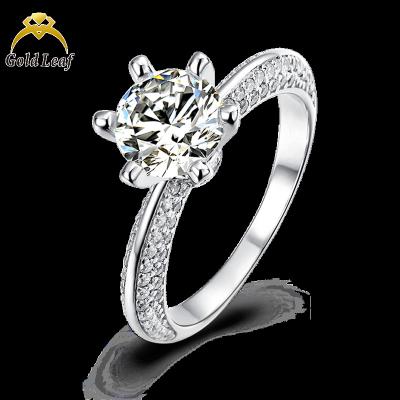 China 2023 Luxury Round Moissanite Goldleaf Diamond Ring Moissanite Goldleaf Diamond Ring Brilliant Cut Engagement Gold Wedding Ring Jewelry 2023 for sale