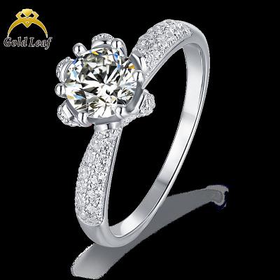 China CLASSIC Goldleaf Jewelry 925 Sterling Silver Rings Diamond Moissanite Wedding Rings for sale