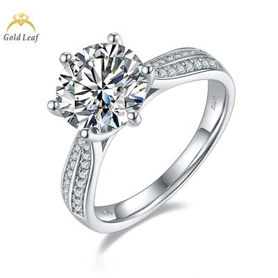 China Goldleaf Jewelry Trendy Fine Ring 1 2 3 5CT Diamond GRA Certificate VVS 925 Sterling Silver Women Wedding Engagement Moissanite Ring for sale