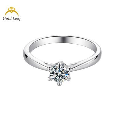 China Goldleaf CLASSIC Jewelry 925 GRA Certificate Brilliant Cut Simple Fine Moissanite Sterling Silver Ring for sale