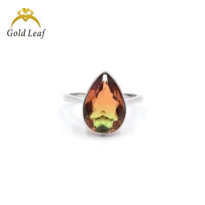 China Goldleaf Simple Hot Sale Jewelry Fashion 925 Sterling Silver Tourmaline Tearstone Tourmaline Ring CLASSIC for sale