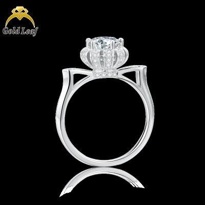 China Goldleaf Luxury Jewelry Customized Ring S925 Sterling Silver Jewelry Women Big Round Moissanite Diamond Wedding Ring Couple Set M44A for sale