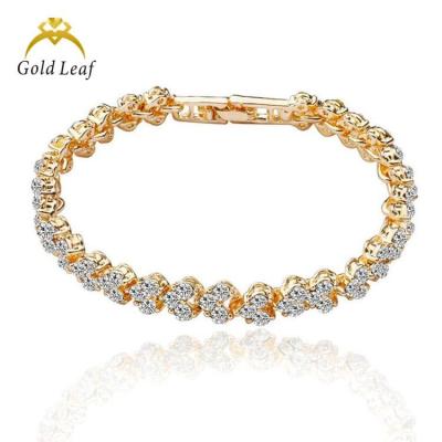 China Trendy 3 Stone Moissanite Jewelry Trendy Chain Bracelet Women's Stone Gold Plated 925 Silver Tennis Bracelet for sale