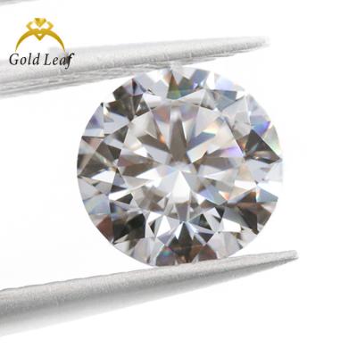 China Color Play Or Fire Goldleaf Moissanite Gemstone Round Shape White Brilliant Cut Loose Moissanite D VVS1 Gemstone for sale