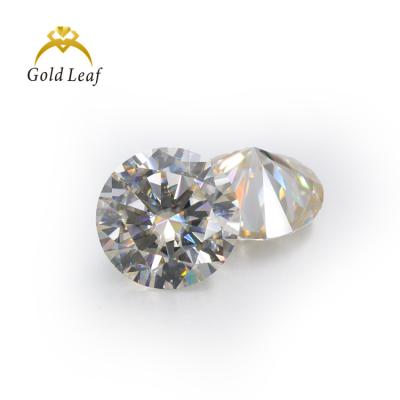 China Color Play or Fire Goldleaf Moissanite Round Shape White GH VVS1 Brilliant Cut Loose Moissanite Gemstone for sale