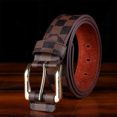 China High Quality Leather Belt Check Pin Buckle Belt Youth Pants PU Leather Belt For Men for sale