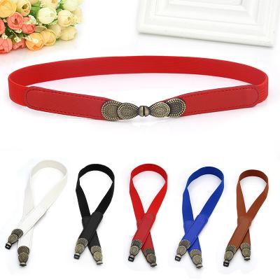 China AMAZONE comfortable hotsale skinny belts for women fashion dress belts stretch women waist PU belt plus size elastic belt for dresses for sale