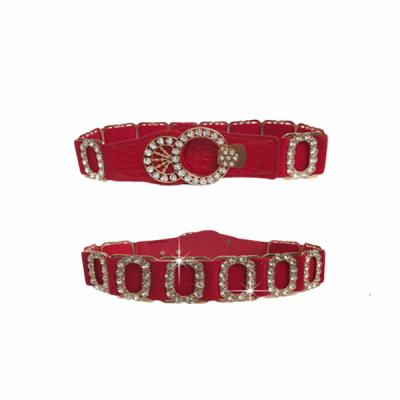 China Men's and women's red leather belt rhinestone cowboy nail comfortable Western crocodile belt for sale