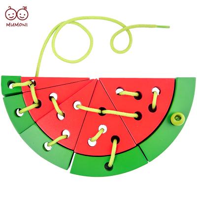 China DIY Toy Set New Popular Fine Educational Motor Skills Learning Kid Toys Wooden Watermelon Spinning Game for sale