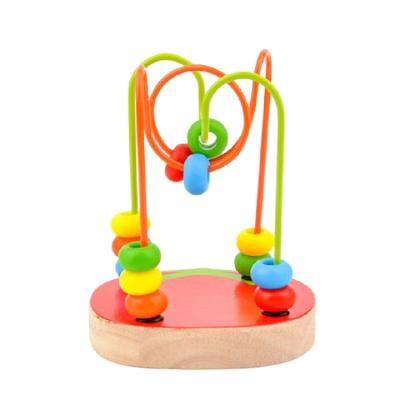 China Color Round Knowledge Toy Early Educational Game Wooden Bead Maze Toy Eco-friendly Bead Material for sale