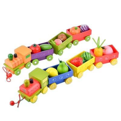 China Eco-friendly material early educational toy hand-eye coordination simulate fruit train toy for toddler for sale