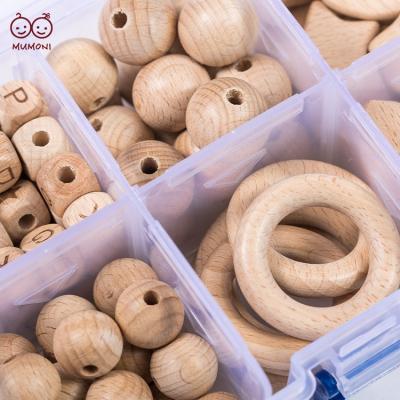 China 130 Pieces One Box Beads String Toy Customized Beech Wood Jewelry DIY Play Kids Craft Crafts Making Play Baby Teether Making Wooden Beads Set for sale