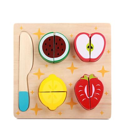 China Various Ways to Play Wholesale Colorful Hot Selling Wooden Puzzle Cutting Board Game Food Shape Assortment Matching Game for sale